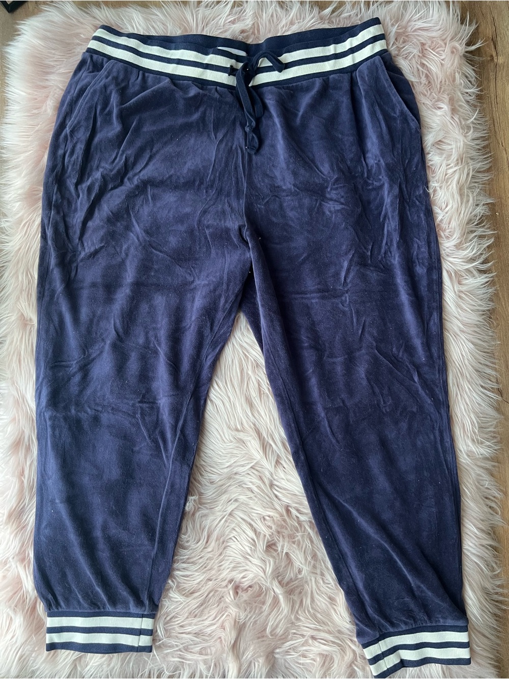 Plus Size Velour Joggers Navy